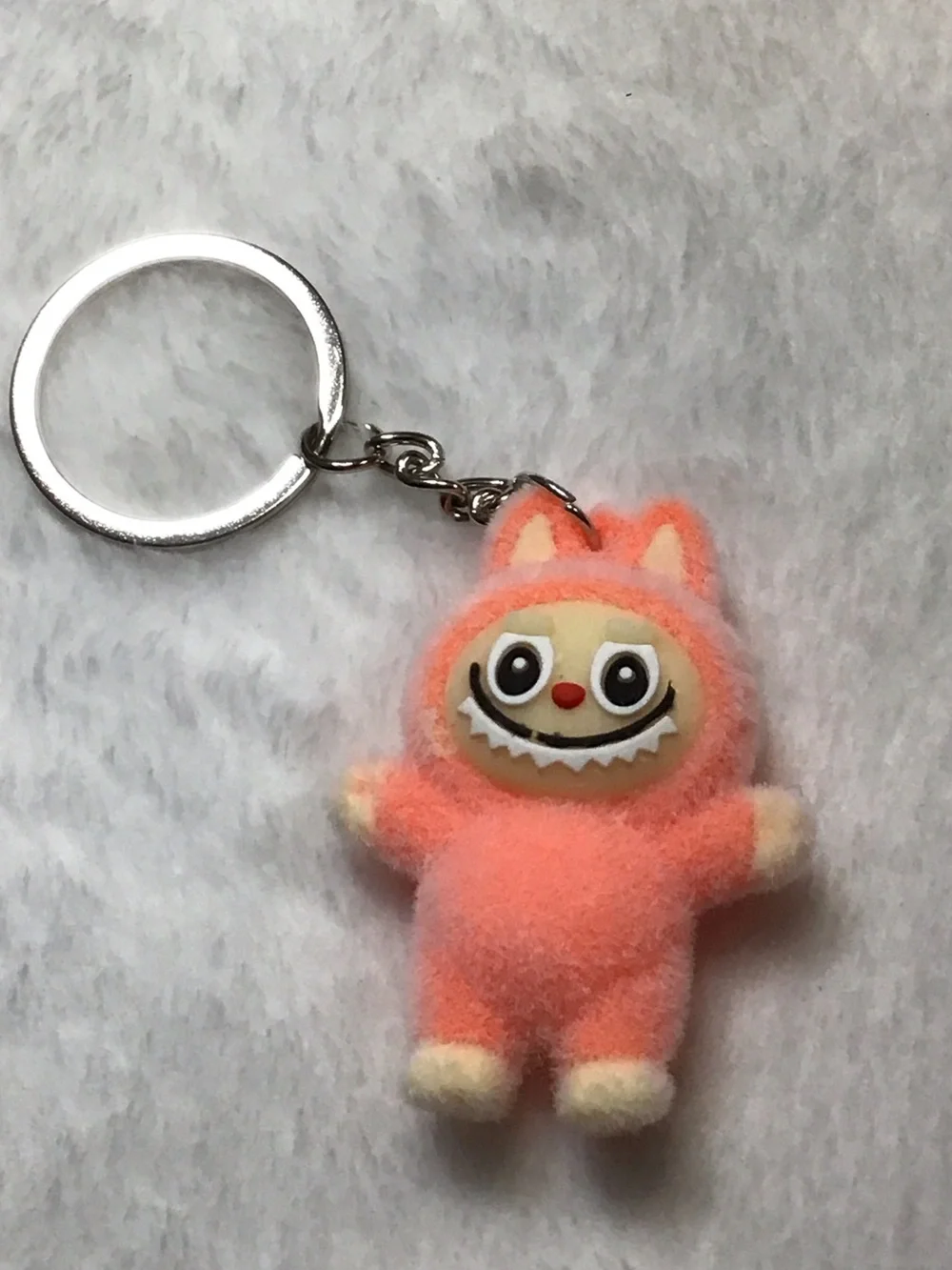 Plush Orange Character Keychain - Cute Fuzzy Toy Accessory